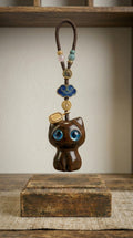 Sandalwood Cat Keychain - Moonstone