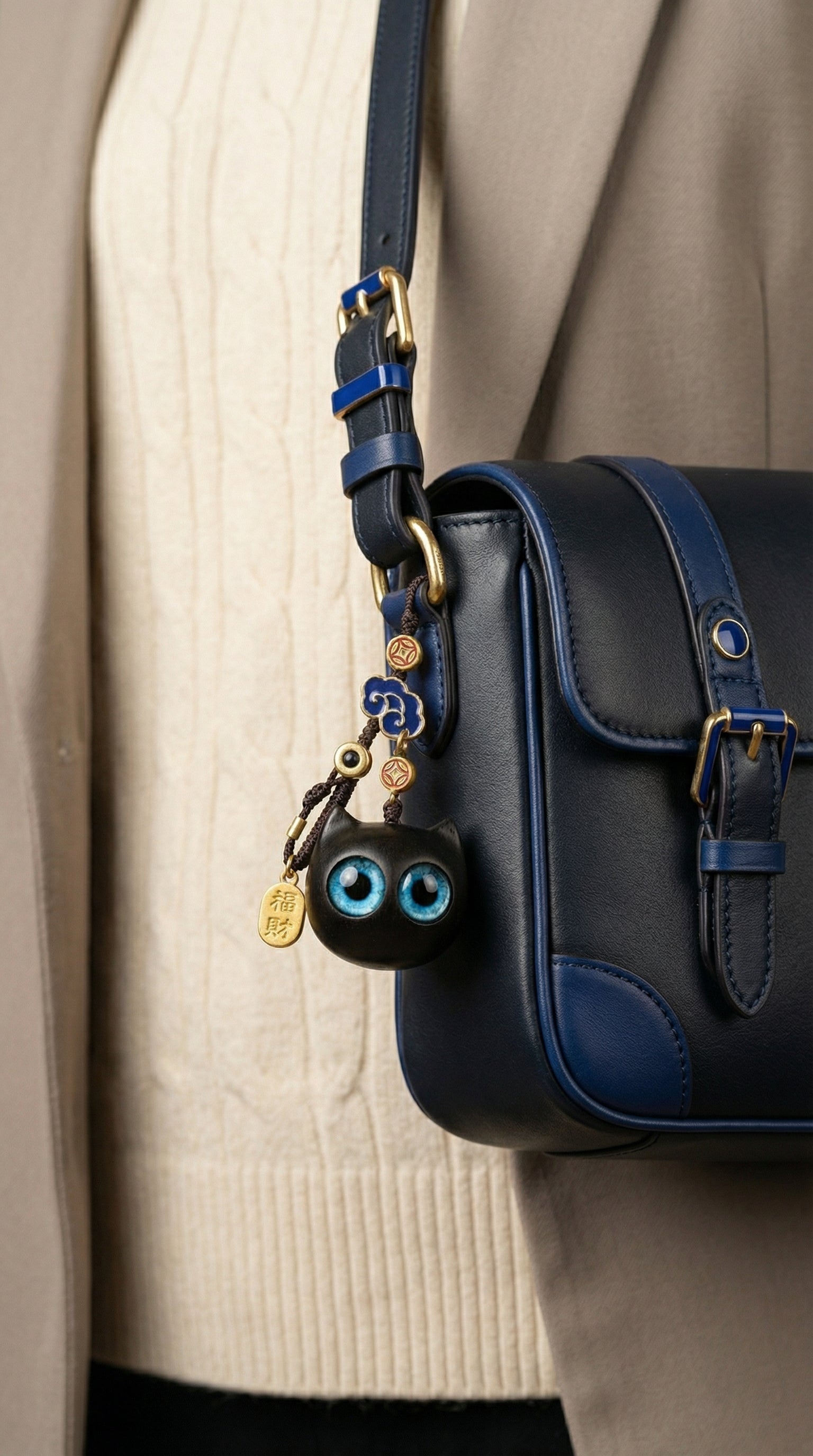 Sandalwood Cat Keychain - Turquoise