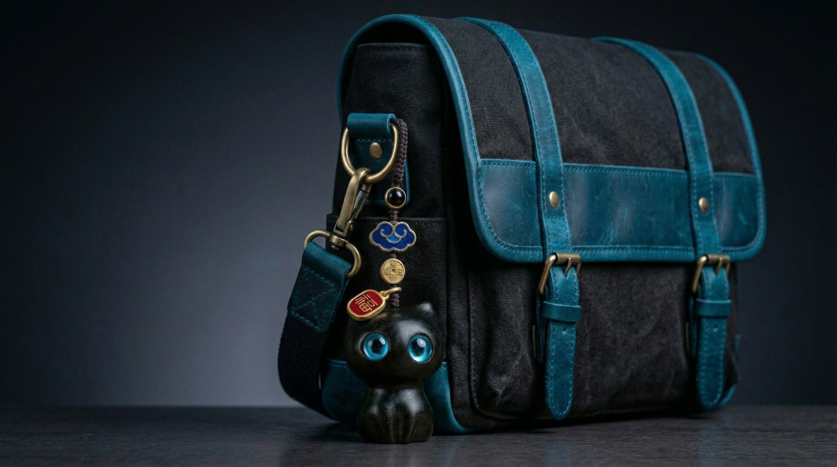 Sandalwood Cat Keychain - Obsidian