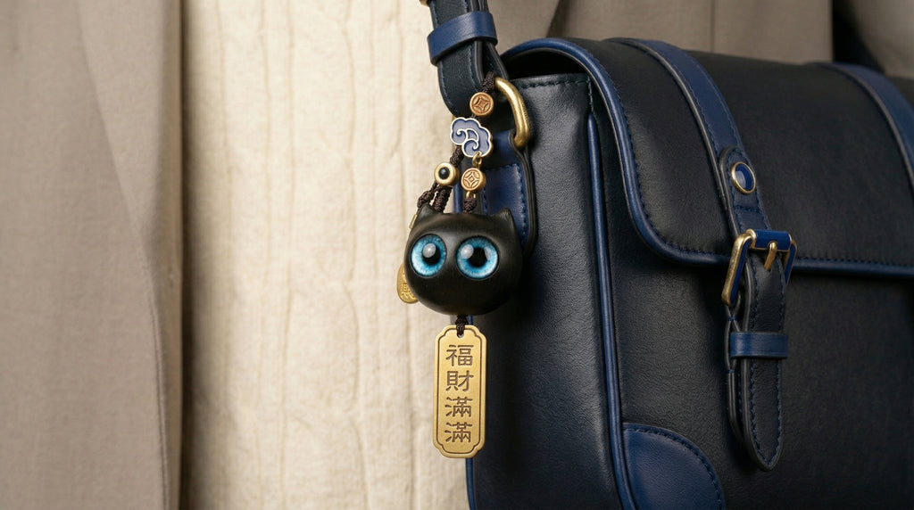 Sandalwood Cat Keychain - Turquoise