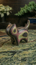 Rainbow Wood Cat Sculpture - Forest