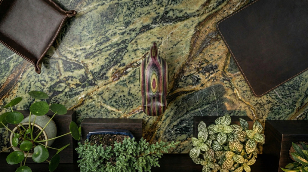 Rainbow Wood Cat Sculpture - Forest