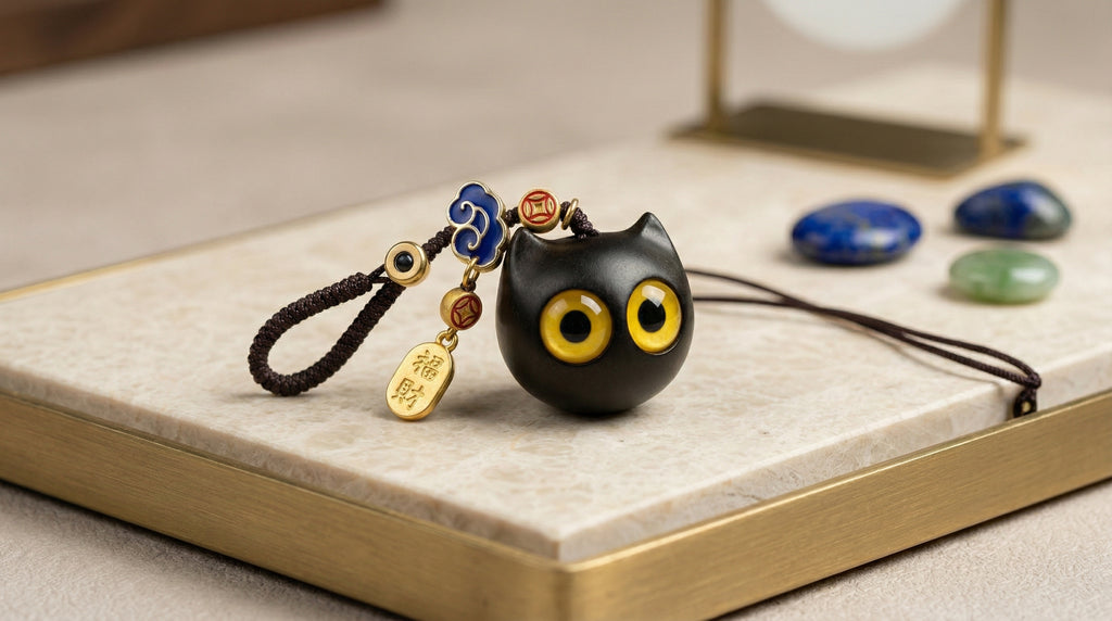 Sandalwood Cat Keychain - Topaz